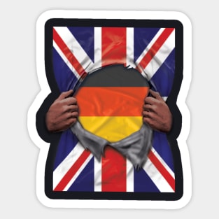 Germany Flag Great Britain Flag Ripped - Gift for German From Germany Sticker